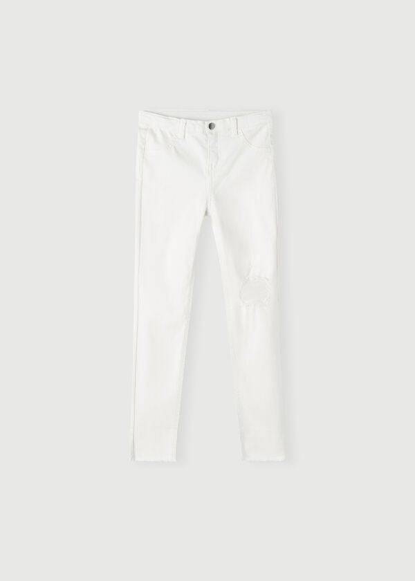weiße calzedonia leggings mit rissen stretch skinny-design für kinder