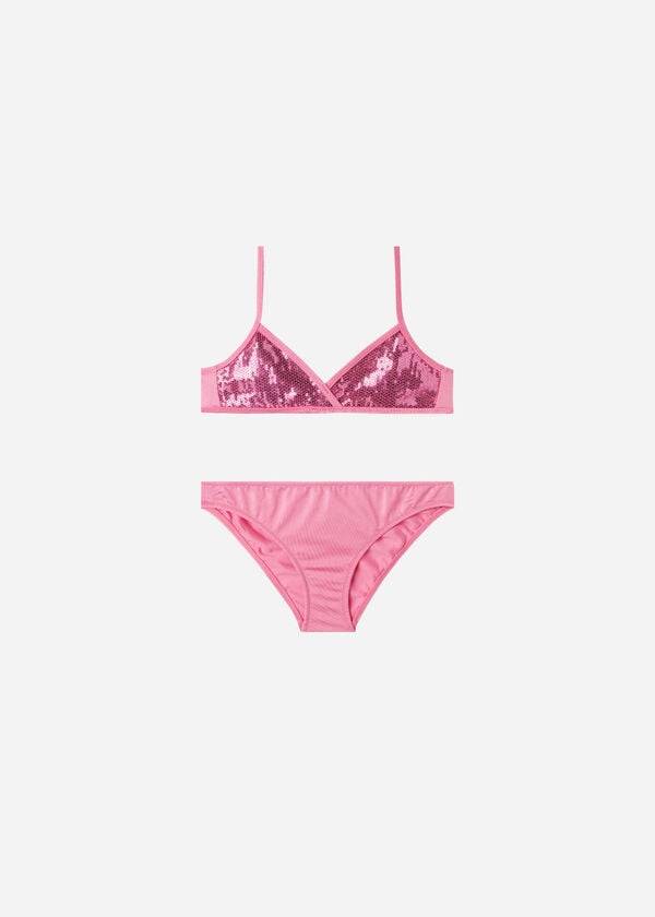 pinkfarbener zweiteiliger tank-badeanzug cannes für kinder von calzedonia