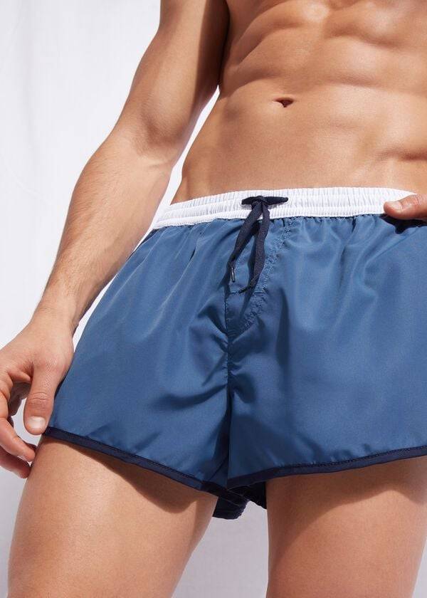 blaueweiße herren-badehose von calzedonia venice beach