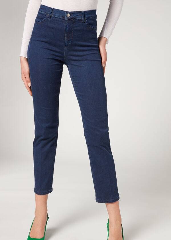 marineblaue damen-jeans von calzedonia eco comfort