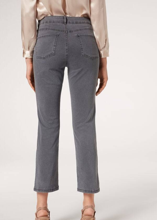 graue calzedonia eco light flared cropped denim damenjeans