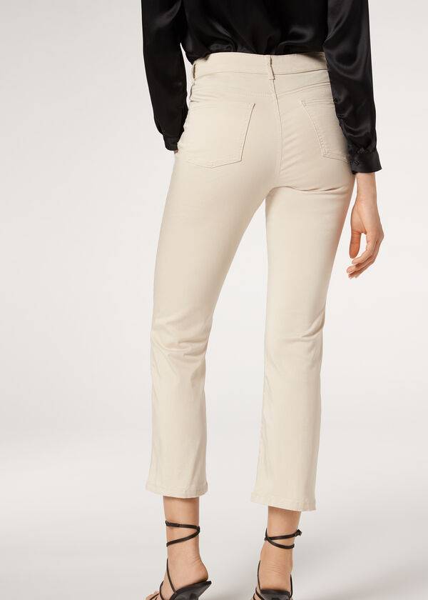 calzedonia eco light flared cropped denim damenjeans braunbeige