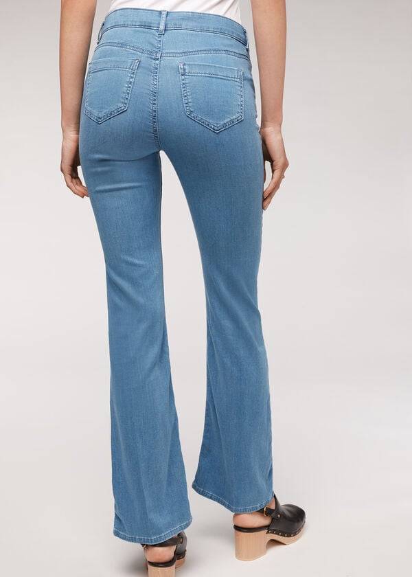 blaue calzedonia eco light flared denim damenjeans