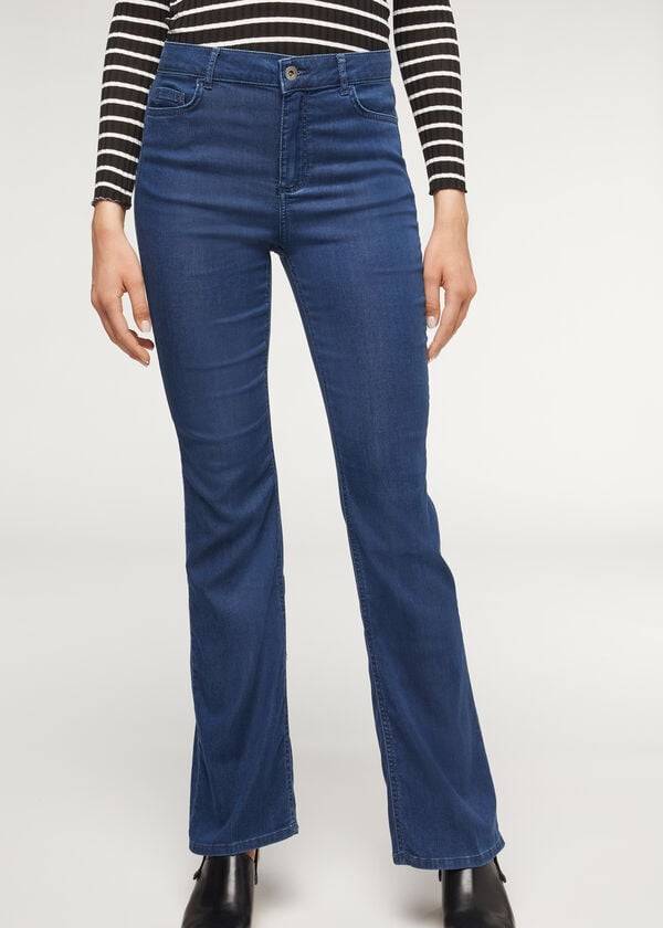 navy damen calzedonia eco light flared denim jeans