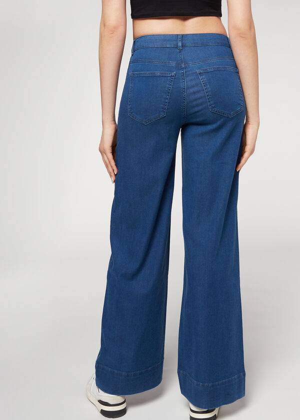 calzedonia eco palazzo damenjeans marineblau