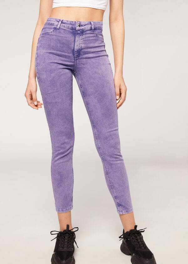 calzedonia faded skinny push-up damenjeans lila