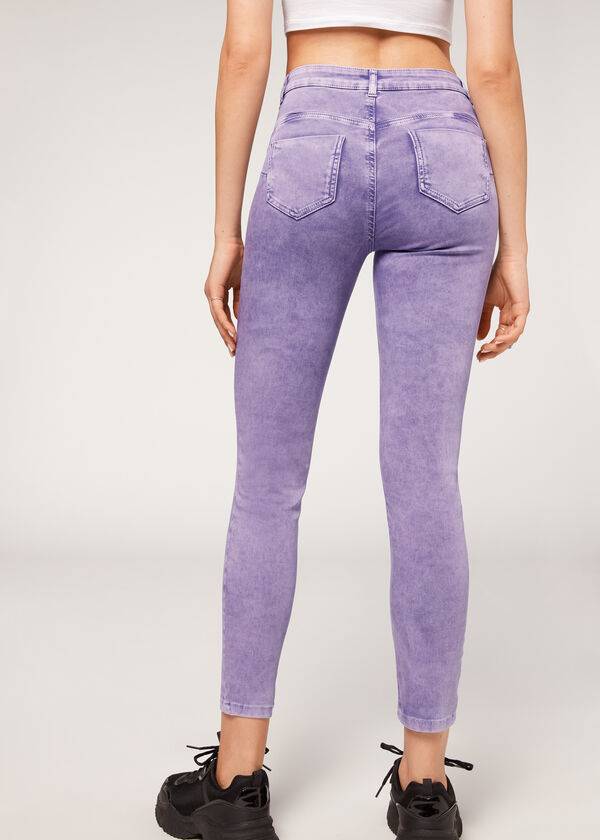 calzedonia faded skinny push-up damenjeans lila