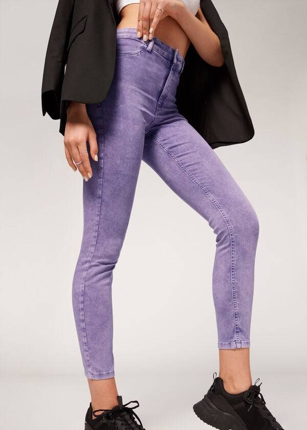 calzedonia faded skinny push-up damenjeans lila