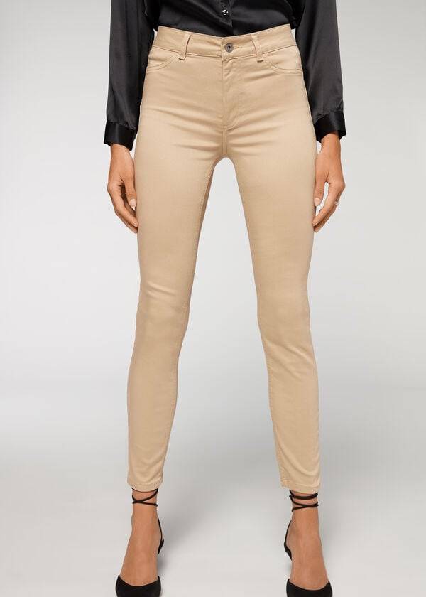 damen-jeans calzedonia push-up und soft-touch beige