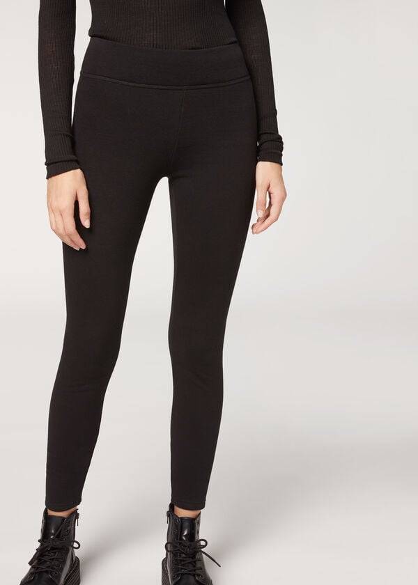 schwarze calzedonia plush ultra thermal damenleggings