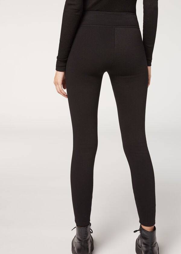 schwarze calzedonia plush ultra thermal damenleggings