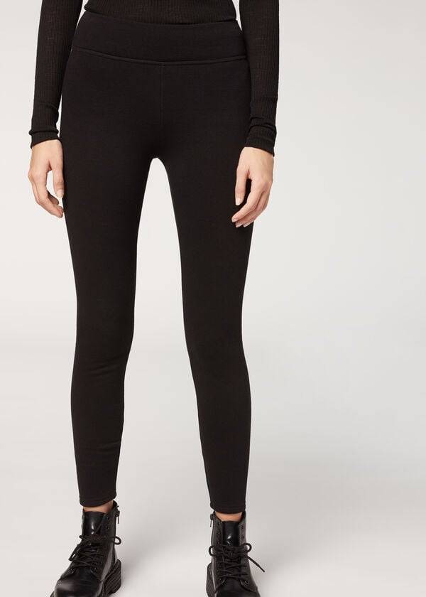 schwarze calzedonia plush ultra thermal damenleggings