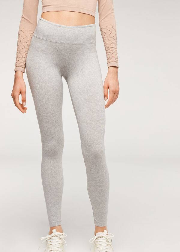 graue damen-leggings aus calzedonia supima-baumwolle