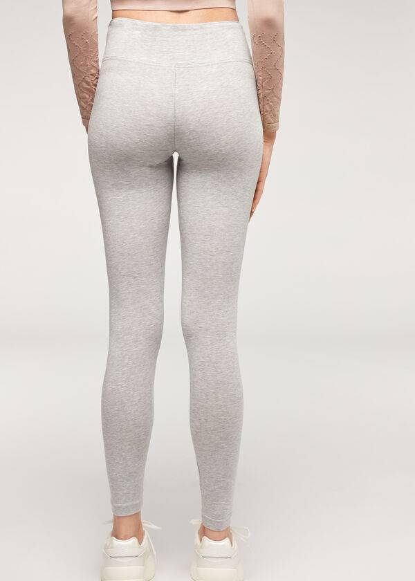 graue damen-leggings aus calzedonia supima-baumwolle