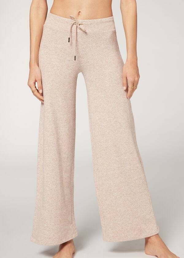 beigefarbene calzedonia-kaschmir-palazzo-hose für damen