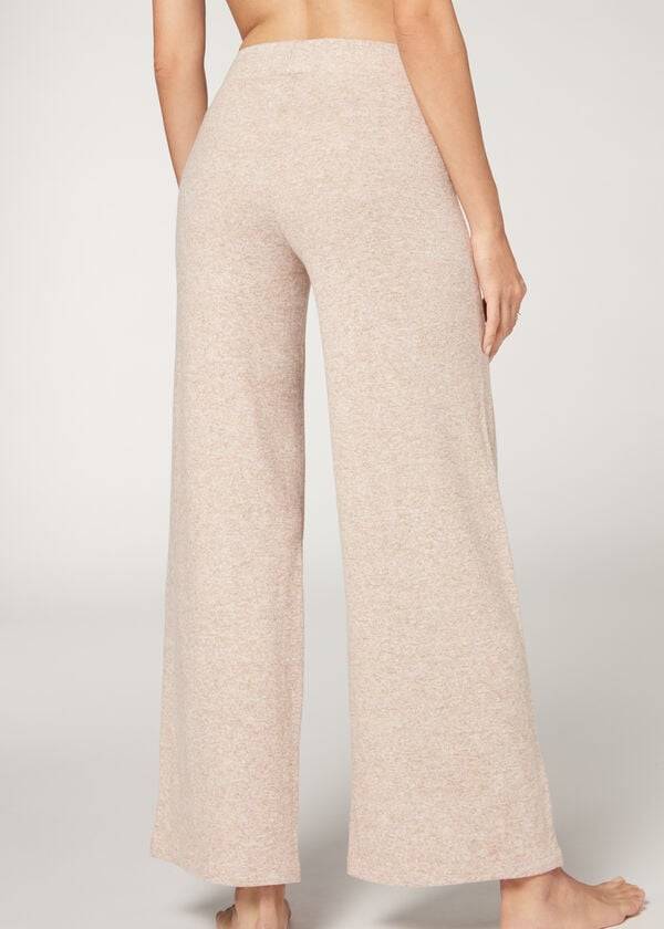 beigefarbene calzedonia-kaschmir-palazzo-hose für damen