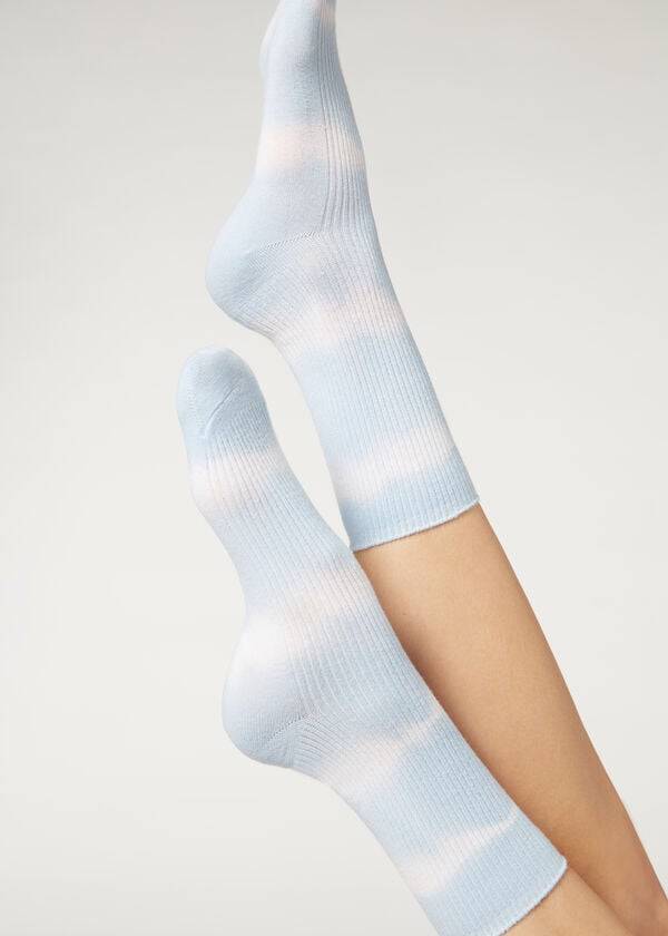 calzedonia kurze damensocken mit batikmuster blau