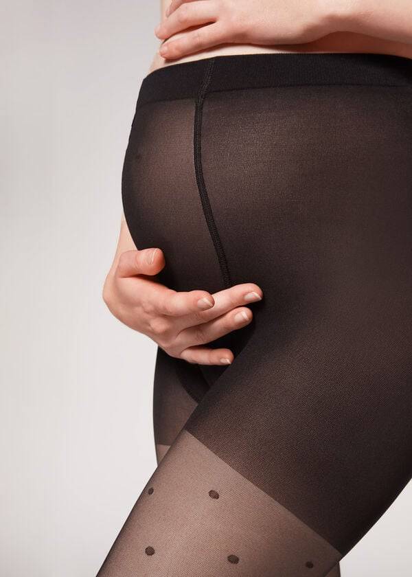schwarze calzedonia umstandsstrumpfhose mit polka-dots für damen