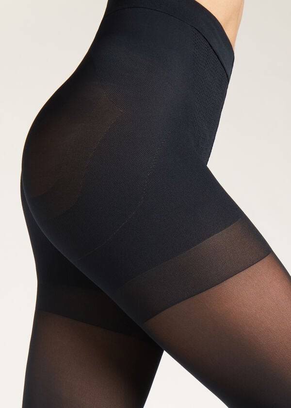 calzedonia damen-shapewear-leggings 50 denier blickdicht blau