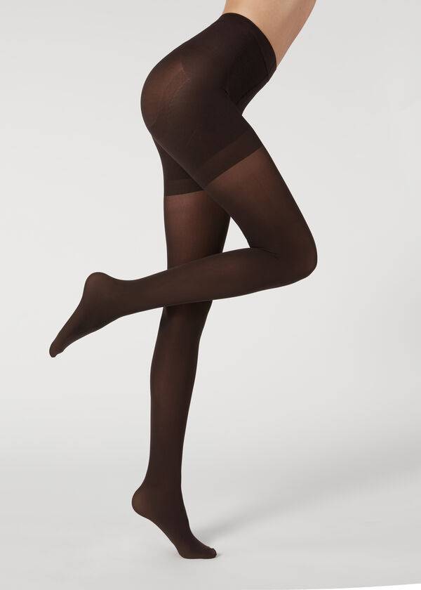 damen calzedonia 50 denier total shaper blickdichte strumpfhose in kaffeebraun