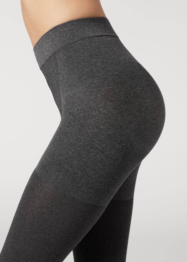 graue damen-strumpfhose calzedonia 80 denier super opaque total shaper