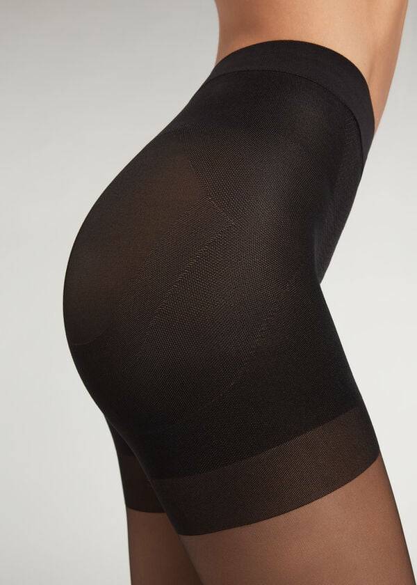 damen calzedonia 15 denier total shaper sheer tight schwarz