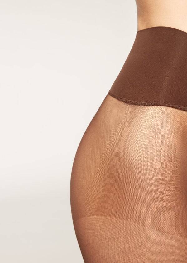 braune damen-strumpfhose calzedonia 20 denier essential invisible sheer tight