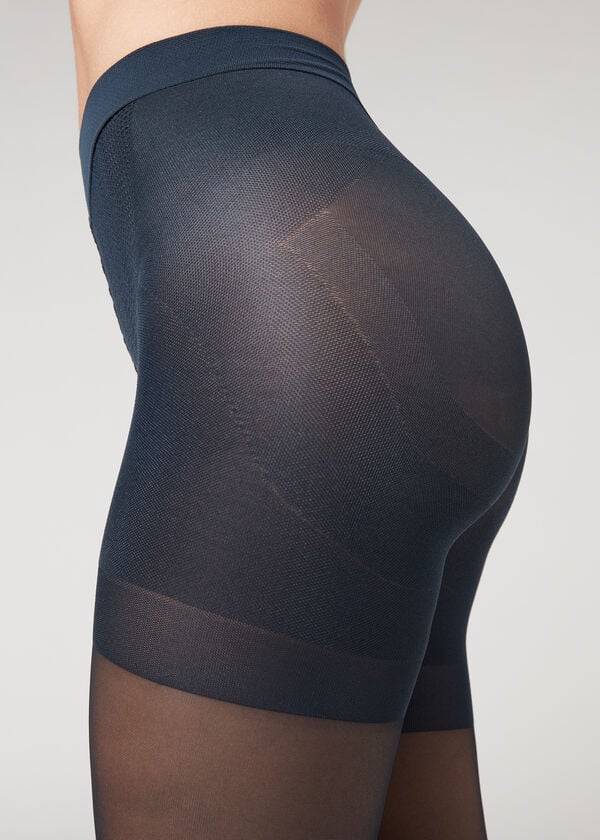 blaue calzedonia 30 denier total shaper sheer damenstrumpfhose