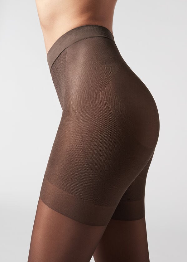 calzedonia damen-shapewear-leggings 30 denier transparent farbe kaffeebraun