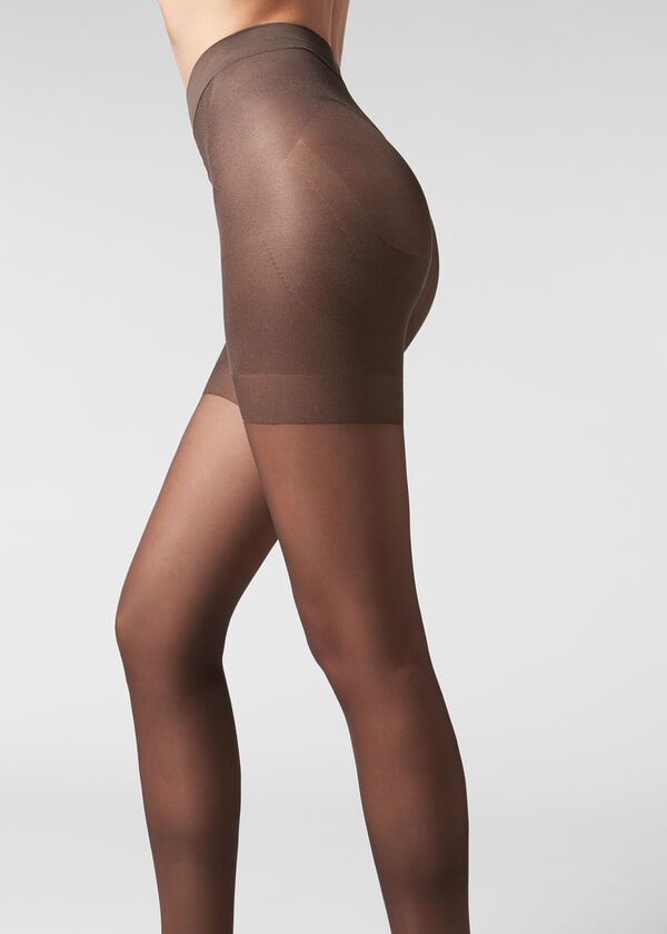 calzedonia damen-shapewear-leggings 30 denier transparent farbe kaffeebraun