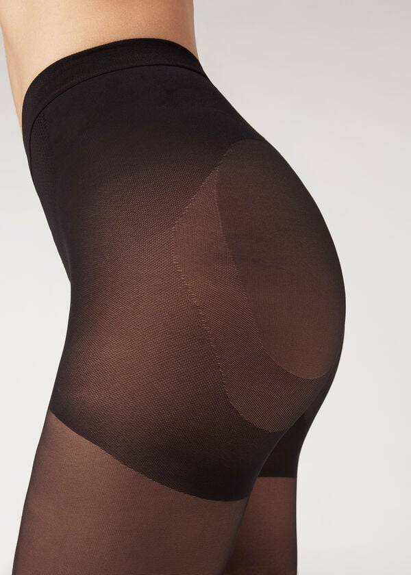 calzedonia 30 denier total shaper transparente sexy damen-strumpfhose schwarz