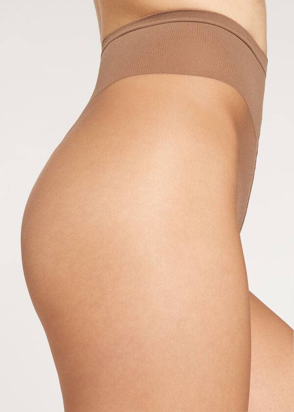 braune damen-leggings calzedonia premium matt second skin 15 denier sheer tight