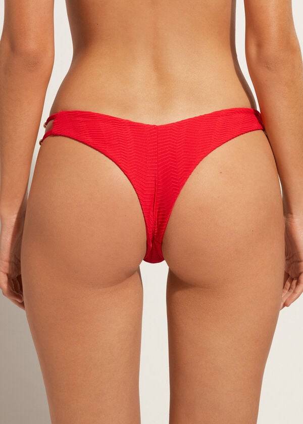 damen-bikinihose calzedonia chevron high-cut brazilian casablanca rot