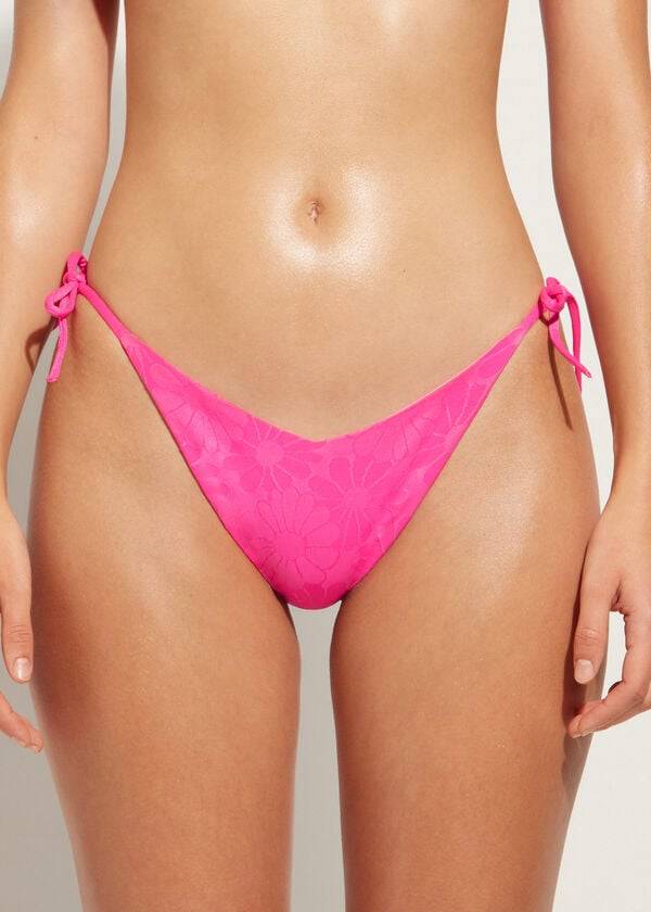 pinkfarbene calzedonia bikinihose mit hohem v-ausschnitt aus brasilianischem antibes-stil für damen