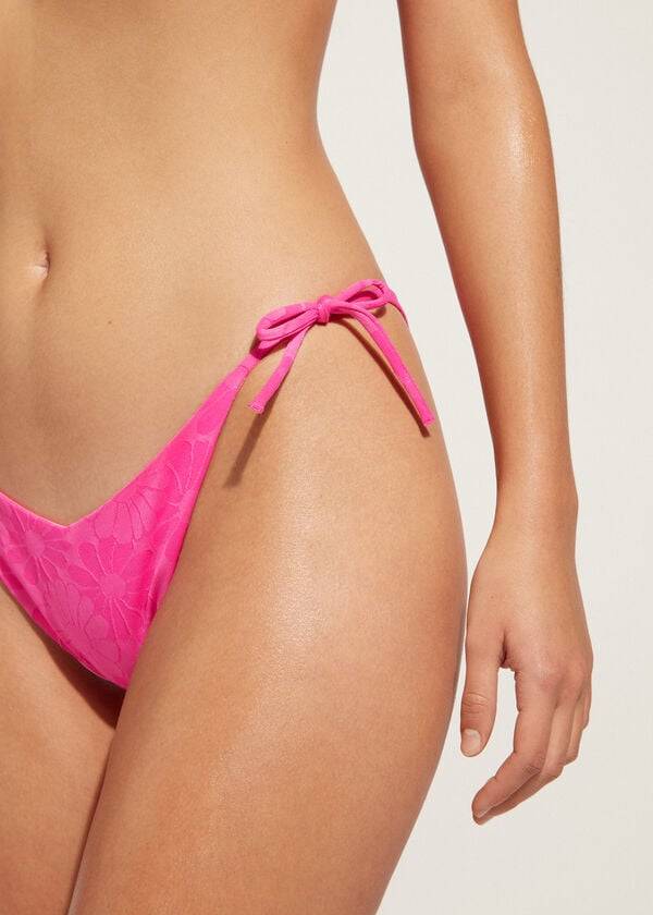pinkfarbene calzedonia bikinihose mit hohem v-ausschnitt aus brasilianischem antibes-stil für damen