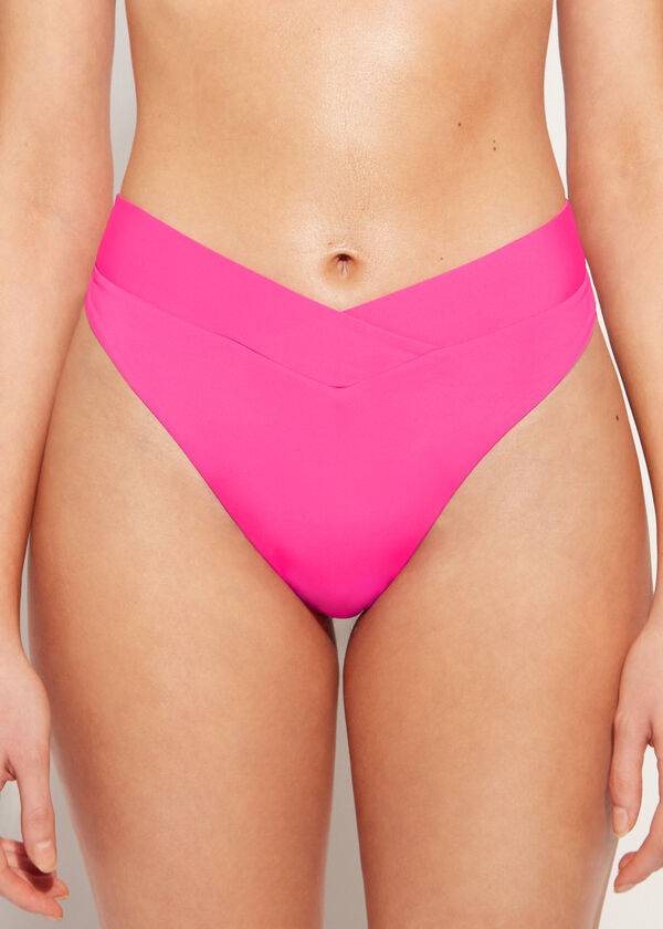 calzedonia bikinihose mit hohem bund und v-ausschnitt brasilianischesindonesisches design damen pink