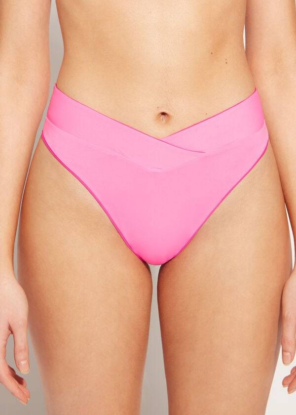 calzedonia bikinihose mit hohem bund und v-ausschnitt brasilianischesindonesisches design damen pink