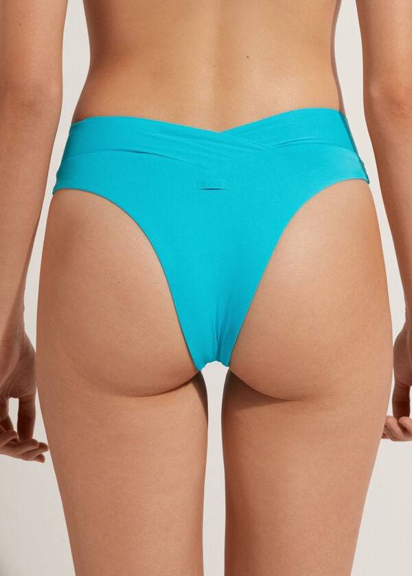 türkisfarbene calzedonia bikinihose für damen mit hohem bund und v-ausschnitt brasilianischemindonesischem design