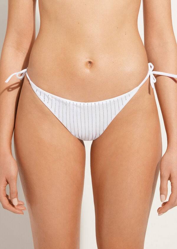 calzedonia strass-bikinihose brasilianischer string shanghai damen weiß