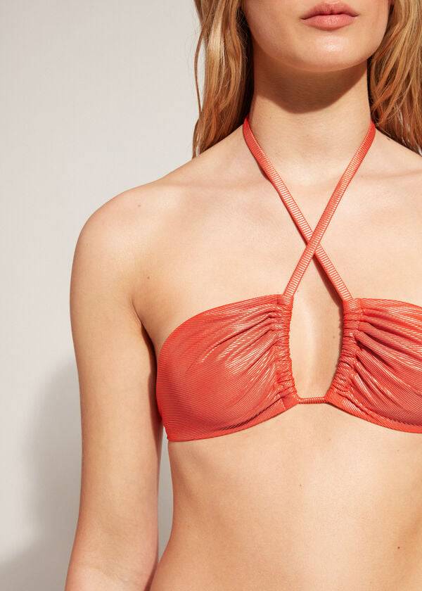 calzedonia bandeau antigua bikinioberteile für damen in korallenorange