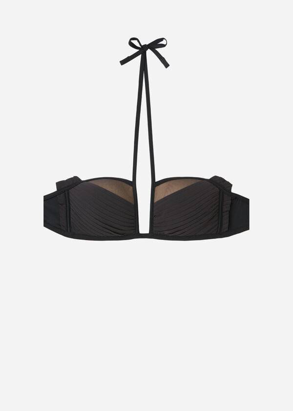 calzedonia bandeau leicht gepolstertes tokyo damen-bikini-oberteil schwarz