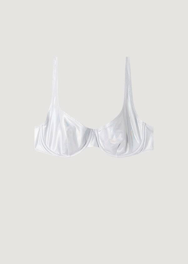 calzedonia balconette daytona damen-bikini-oberteil mit beschichtetem effekt silber