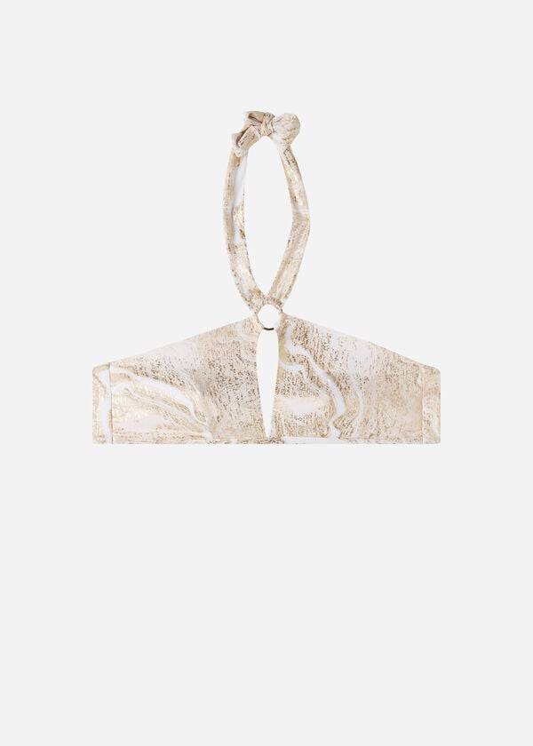goldfarbene calzedonia bandeau-bikini-oberteile mit cut-outs für damen im hollywood-stil