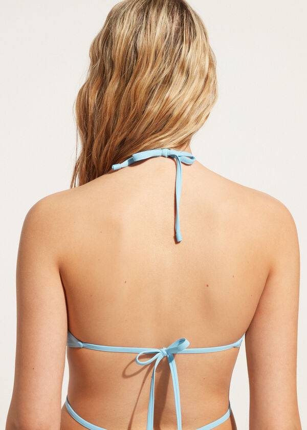 calzedonia bandeau-bikini-oberteil mit kordelzug für damen modell islamorada blau