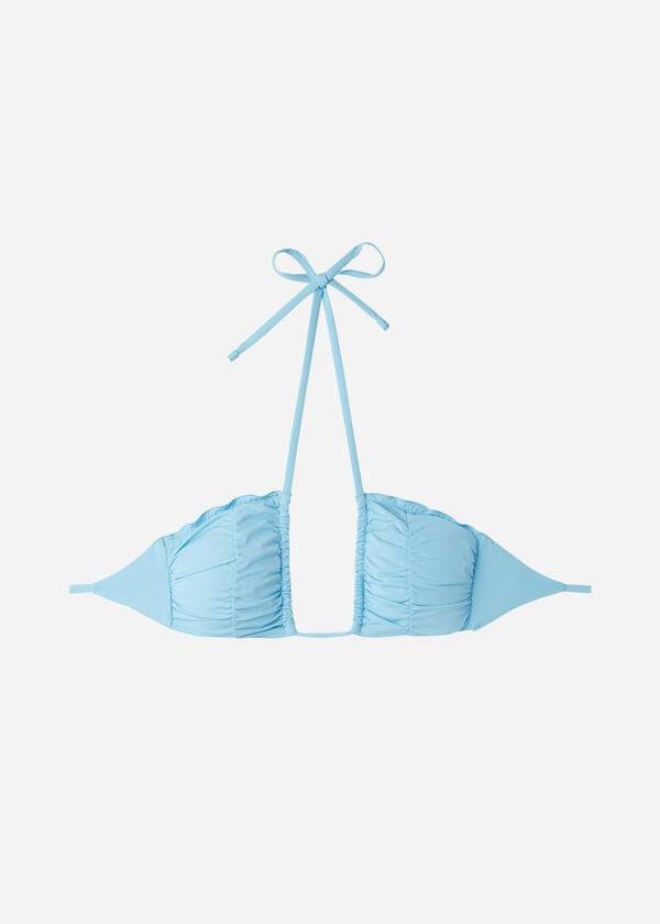 calzedonia bandeau-bikini-oberteil mit kordelzug für damen modell islamorada blau