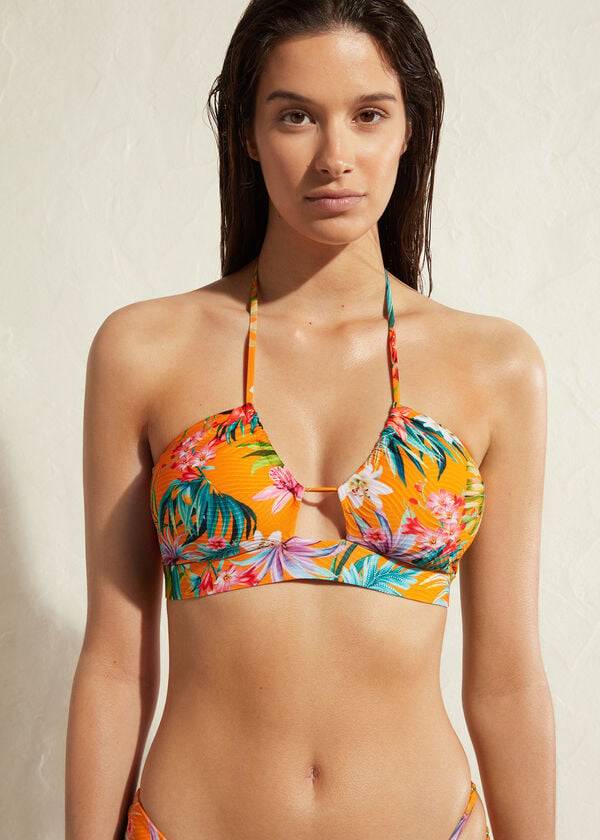 calzedonia bandeau rio eco-bikinioberteil mit kordelzug für damen in orange