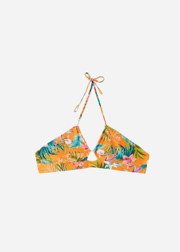 calzedonia bandeau rio eco-bikinioberteil mit kordelzug für damen in orange