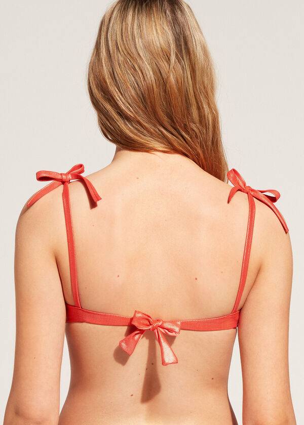 calzedonia antigua bikini-oberteil für damen abgestuft gepolstert push-up-effekt korallenorange