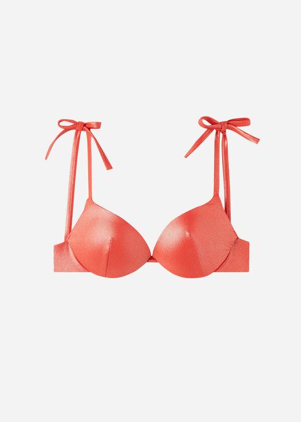 calzedonia antigua bikini-oberteil für damen abgestuft gepolstert push-up-effekt korallenorange