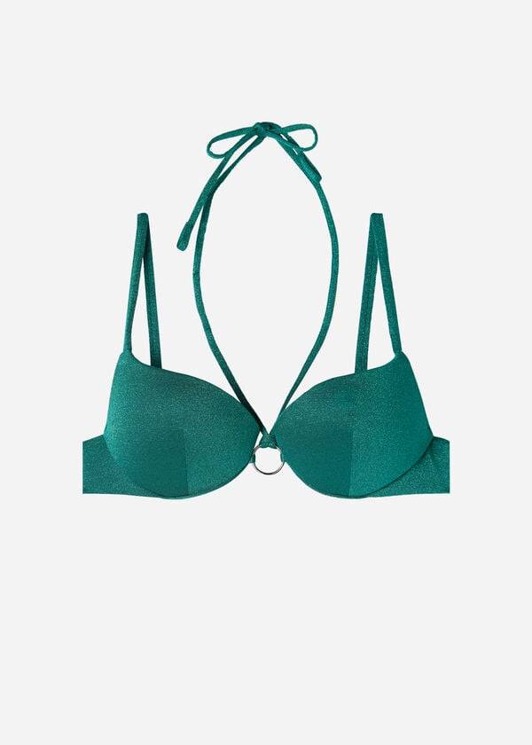 calzedonia bikini-oberteil mit abgestufter polsterung und push-up-effekt im hollywood-stil für damen grün